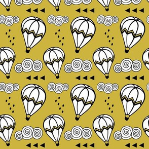 Hot air balloon //  Mustard background