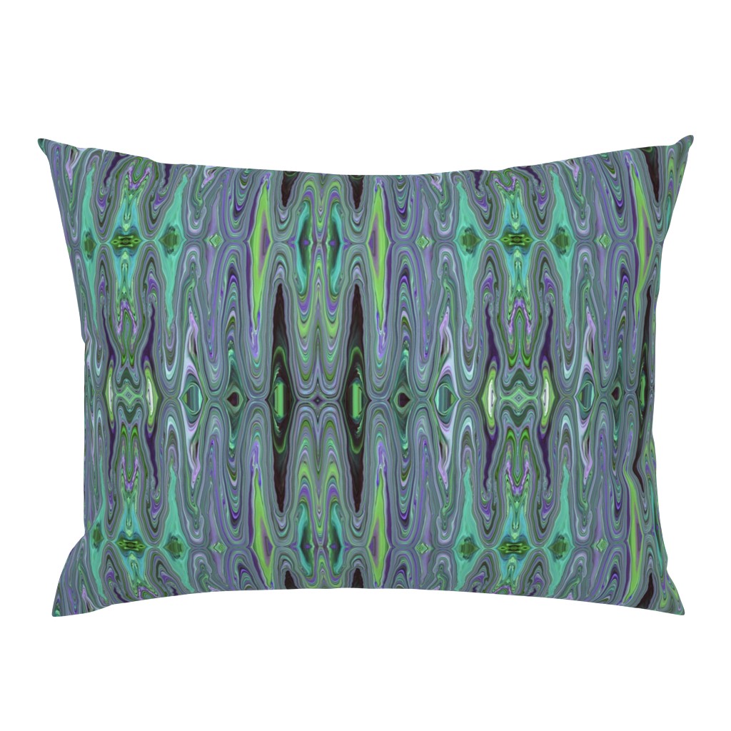DSC2 - Large -  Surreal Dreams in Aqua - Lavender - Lime Green - Purple - Lengthwise