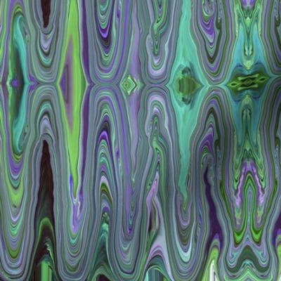 DSC2 - Large -  Surreal Dreams in Aqua - Lavender - Lime Green - Purple - Lengthwise