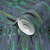 DSC2 - Large -  Surreal Dreams in Aqua - Lavender - Lime Green - Purple - Lengthwise