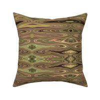 DSC1 - Large -  Surreal  Dreams in Tan - Moss Green - Olive Green - Peach - Burgundy - Crosswise Grain