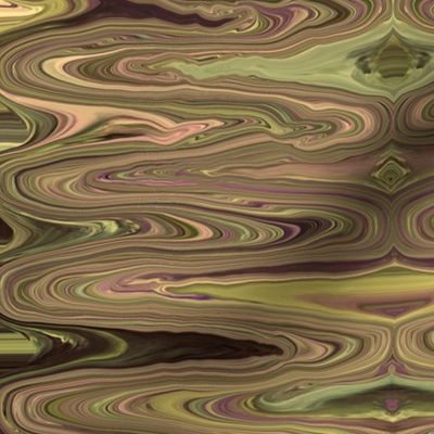 DSC1 - Large -  Surreal  Dreams in Tan - Moss Green - Olive Green - Peach - Burgundy - Crosswise Grain