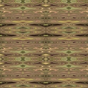 DSC1 - Small -  Surreal Dreams in Moss Green - Olive Green - Pastel Peach - Brown  - Horizontal - Crosswise