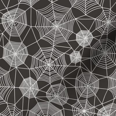 Spider web Halloween Fabric Spiderwebs White on Black