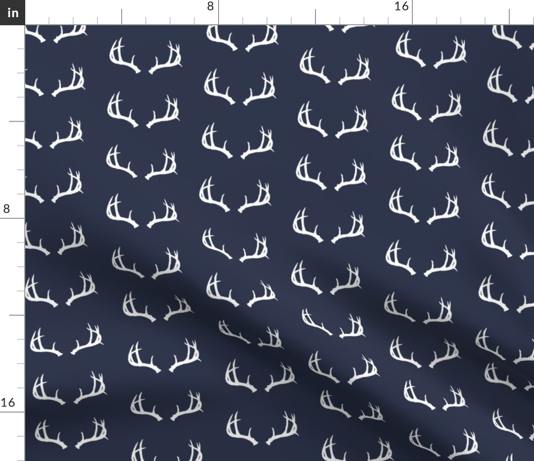 Deer Antlers in Navy and White 