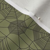 Spider web Halloween Fabric Spiderwebs Black on Green