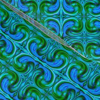 CSMC42 - Cosmic Dance Swirling Abstract aka Creative Sparks  in Blue and Green - 4 Inch Repeat