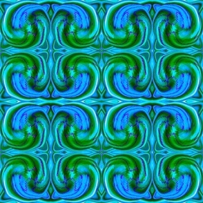 CSMC42 - Cosmic Dance Swirling Abstract aka Creative Sparks  in Blue and Green - 4 Inch Repeat