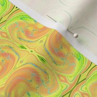 CSMC7 - Cosmic Dance Swirling Abstract aka Creative Sparks in Orange, Yellow  and Lime Green  - 4 Inch Repeat