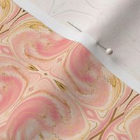 CSMC8 - Cosmic Dance Swirling Abstract  aka Creative Sparks  in Gold and Peachy Pink - 4 Inch Repeat