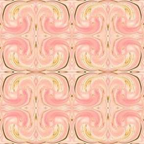 CSMC8 - Cosmic Dance Swirling Abstract  aka Creative Sparks  in Gold and Peachy Pink - 4 Inch Repeat