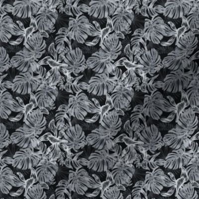 tropical leaves - gray - small