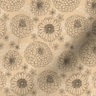 zinnia pattern in peach