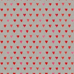 Small / Scarlett Hearts on Cloud Linen