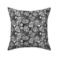 Mexican Sugar Skulls black and white (for colouring in) EXTRA SMALL