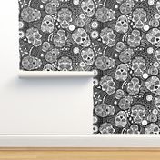 Mexican Sugar Skulls black and white (for colouring in) EXTRA SMALL