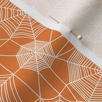 Spider web Halloween Fabric Spiderwebs White on Orange