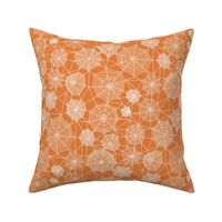 Spider web Halloween Fabric Spiderwebs White on Orange