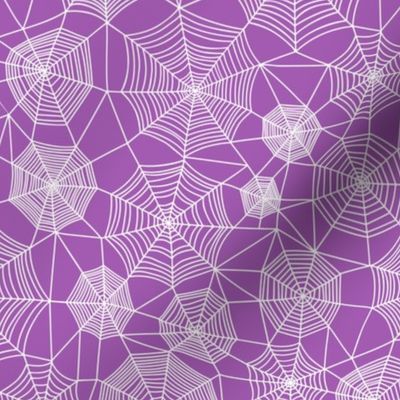 Spider web Halloween Fabric Spiderwebs White on Purpel Purple