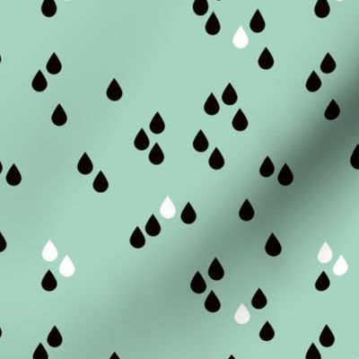 Abstract rain drops sky for little tiny abstract lovers mint black and white