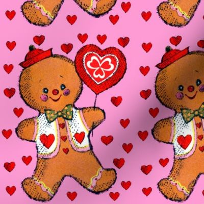 valentine hearts gingerbread man boy clover balloons signs bow ties hats love vintage retro kitsch
