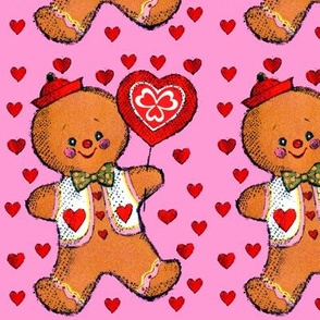 valentine hearts gingerbread man boy clover balloons signs bow ties hats love vintage retro kitsch
