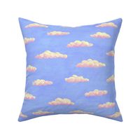 painted clouds - summercolors pink and cream on light blue