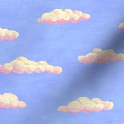 painted clouds - summercolors pink and cream on light blue