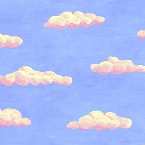 painted clouds - summercolors pink and cream on light blue