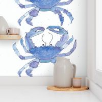 Sea Glass Blue Watercolor Crab