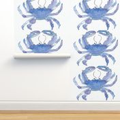 Sea Glass Blue Watercolor Crab