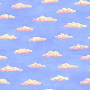 tiny painted clouds - summercolors pink and cream on light blue
