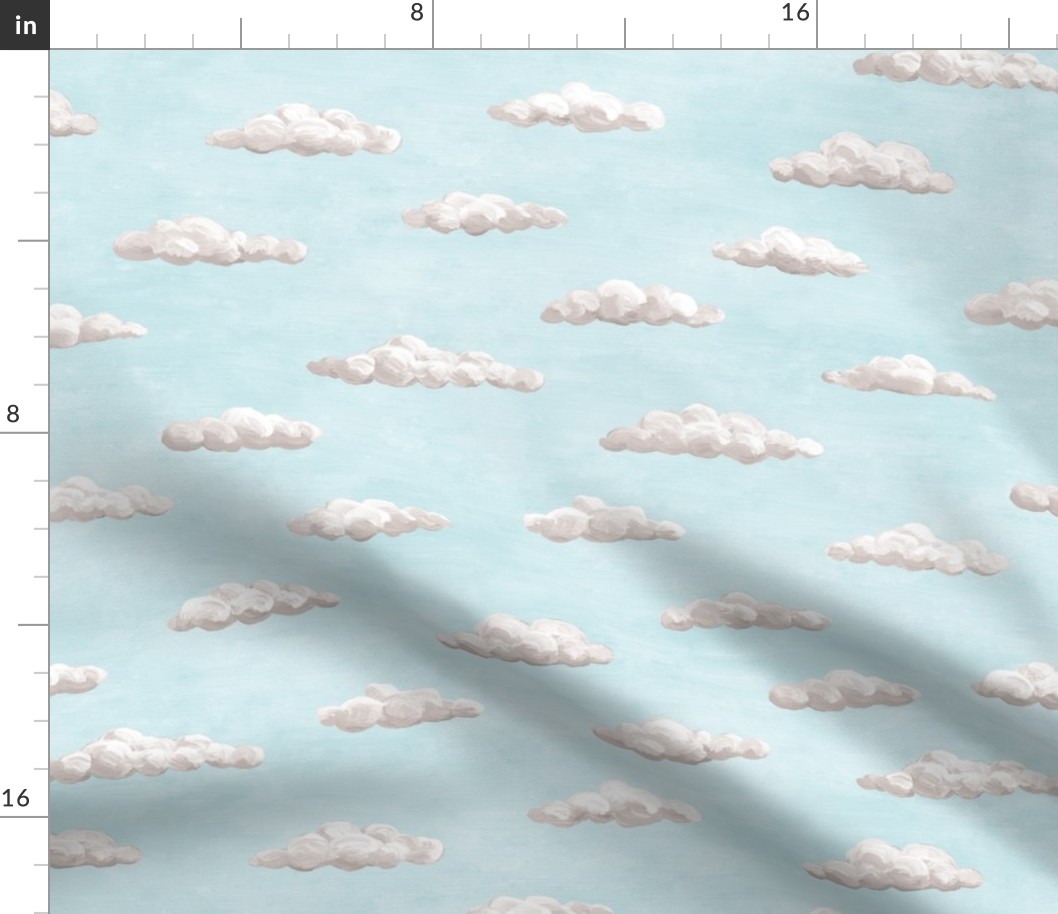 painted clouds - grey on pale blue