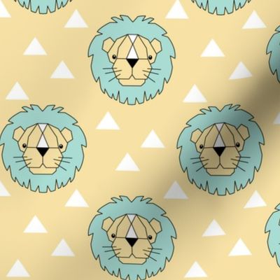 Geometric lions on cream