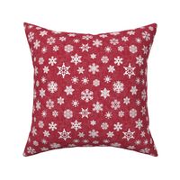 snowflake on red linen || holiday