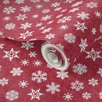 snowflake on red linen || holiday