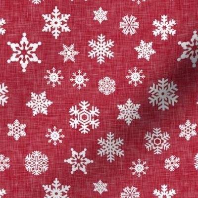 snowflake on red linen || holiday