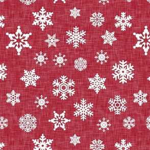 snowflake on red linen || holiday