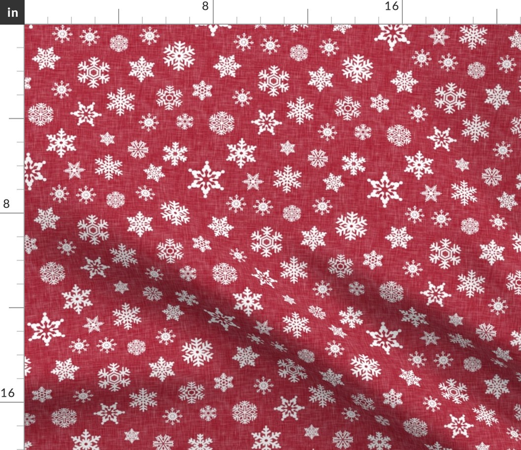 snowflake on red linen || holiday