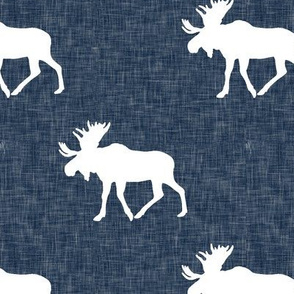 moose on navy linen (large scale)