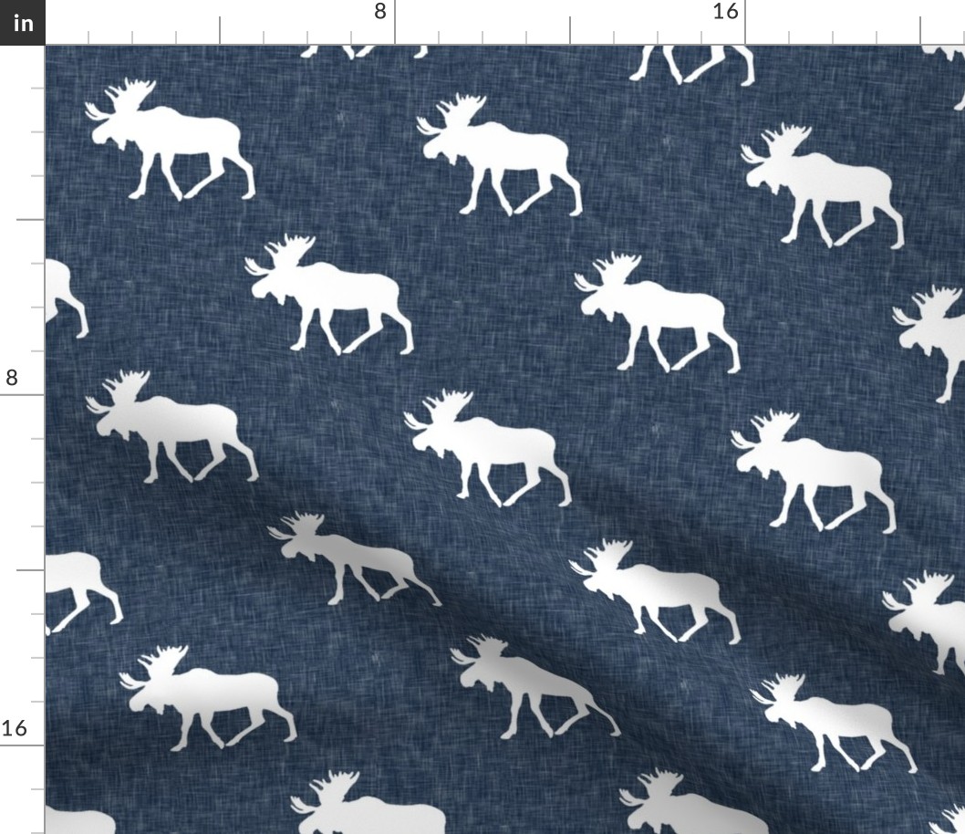 moose on navy linen (large scale)