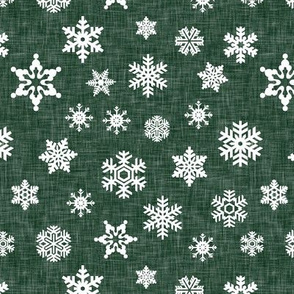 snowflake - forest green linen || holiday