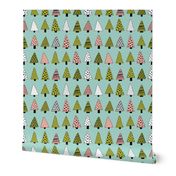 Fall forest geometric triangle christmas trees seasonal holidays forest green