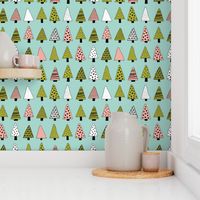 Fall forest geometric triangle christmas trees seasonal holidays forest green