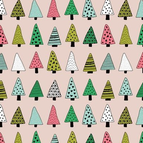 Fall forest geometric triangle christmas trees seasonal holidays forest multi color