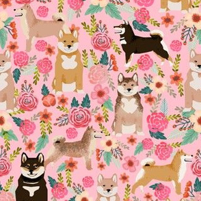 shiba inu pink flowers florals cute dog fabric for shiba inu owners girls flowers
