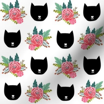 cat head silhouette cute florals girls flowers floral print for girls