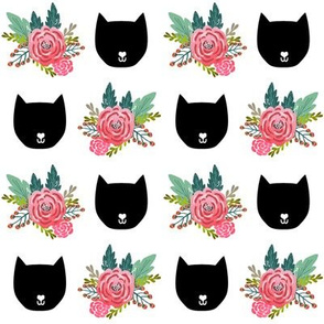 cat head silhouette cute florals girls flowers floral print for girls