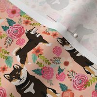 shiba inu peach coral flowers florals girls sweet painted flower dogs pet dogs cute puppy black and tan dog