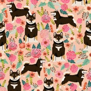shiba inu peach coral flowers florals girls sweet painted flower dogs pet dogs cute puppy black and tan dog